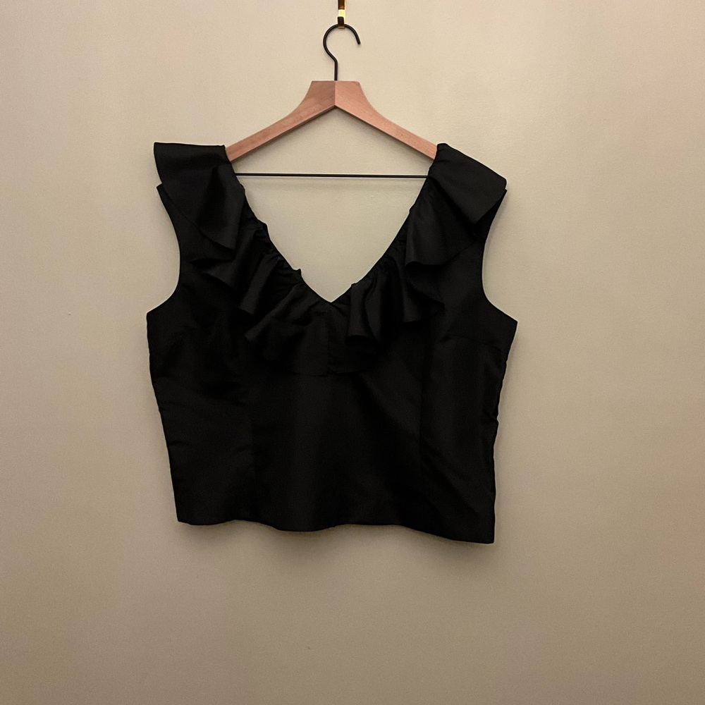 Custom made frilly neck evening top for women, size 16 length 20 inches.